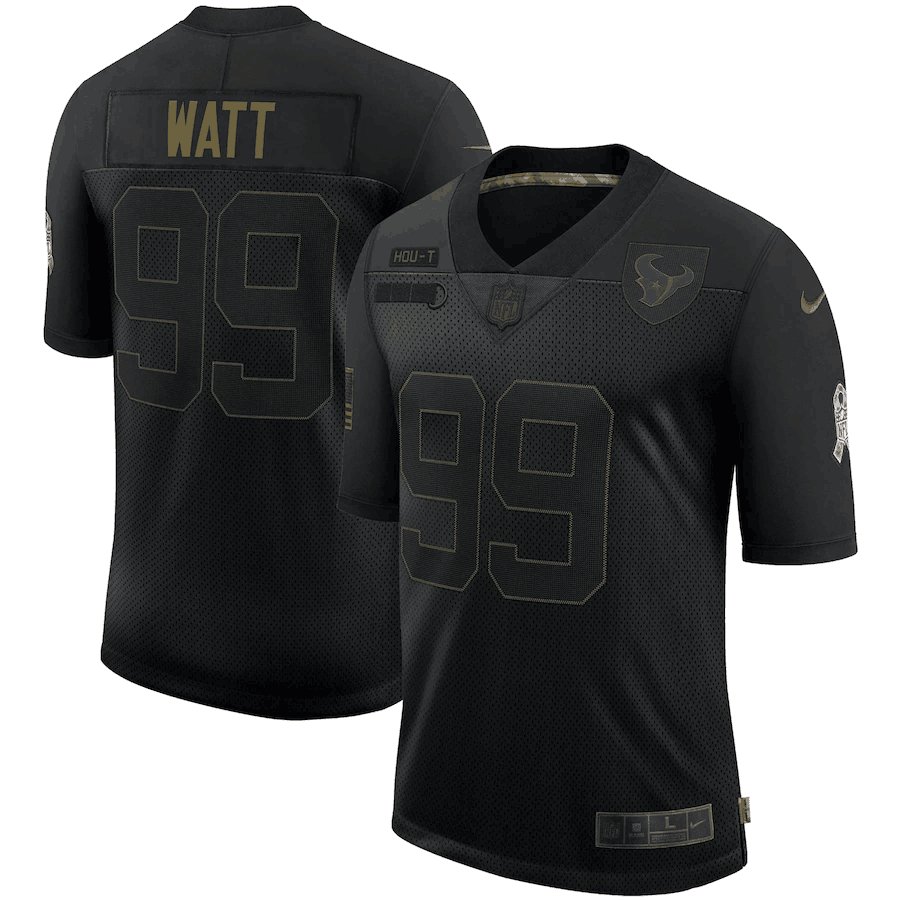 Men's Houston Texans #99 J.J. Watt 2020 Black Salute To Service Limited Stitched Jersey